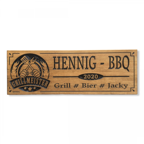 Holzschild - Hennig BBQ